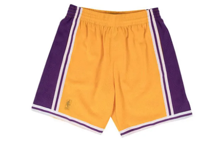 Mitchell & Ness Lakers Home 1996-97 Season SW Fan Edition MN Retro Contrast Color Splicing Basketball Pants Men's Yellow