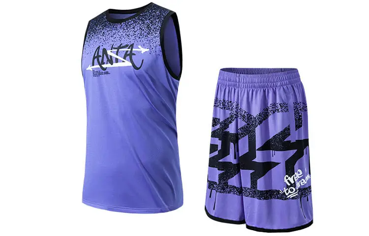 ANTA Basketball Collection Basketball Suits Men's Purple Top+Shorts Moderate Straight Fit