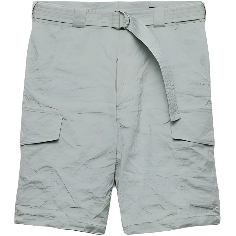PRADA Prada Stretch Cotton Bermudas Solid Logo Belt Zipper Quarter Shorts Men's Agave