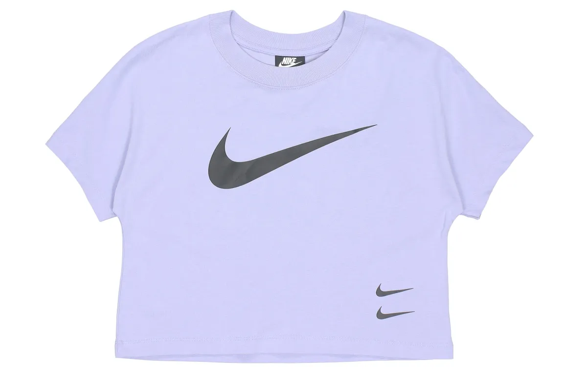 Nike Crop Tops Women's Purple Crew Neck Moderate