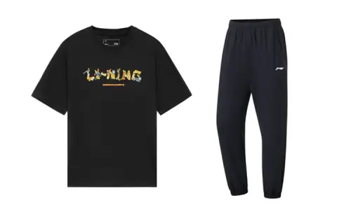 Li Ning Casual Sportswear Men's Black Crew Neck Moderate