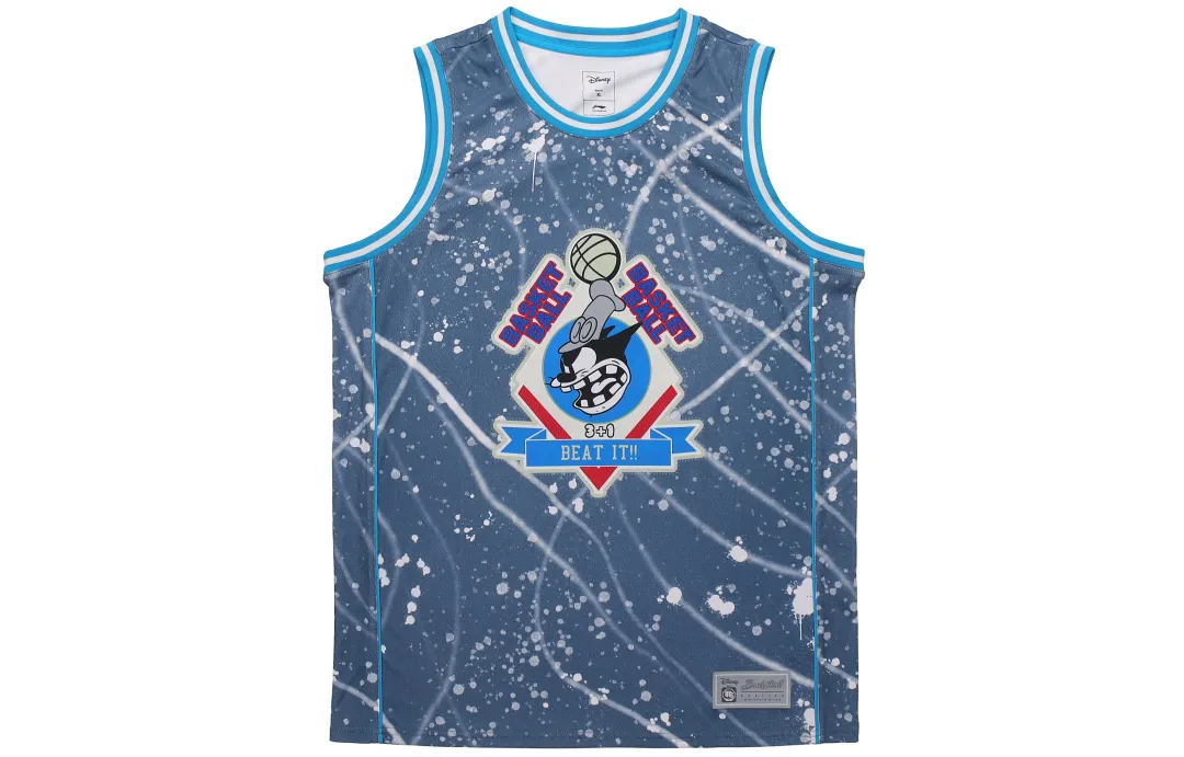 Li Ning Disney Basketball Jersey Men's Blue Spot All Over Print