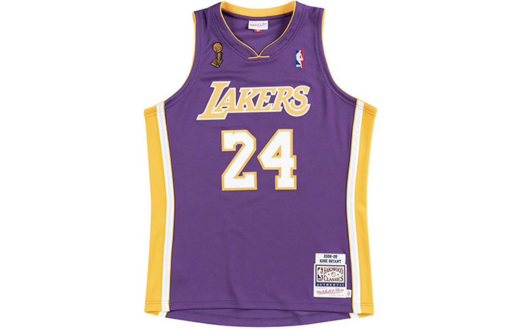 Mitchell & Ness Lakers NBA AU Player Edition 2008-09 Championship Away Kobe No. 24 Retro Comfortable Sports Sleeveless Basketball Vest Men's Purple