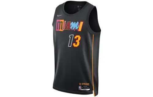 Nike 75th Anniversary Alphanumeric Print SW Fan Edition Miami Heat Adebayo No. 13 Basketball Vest Men's Black