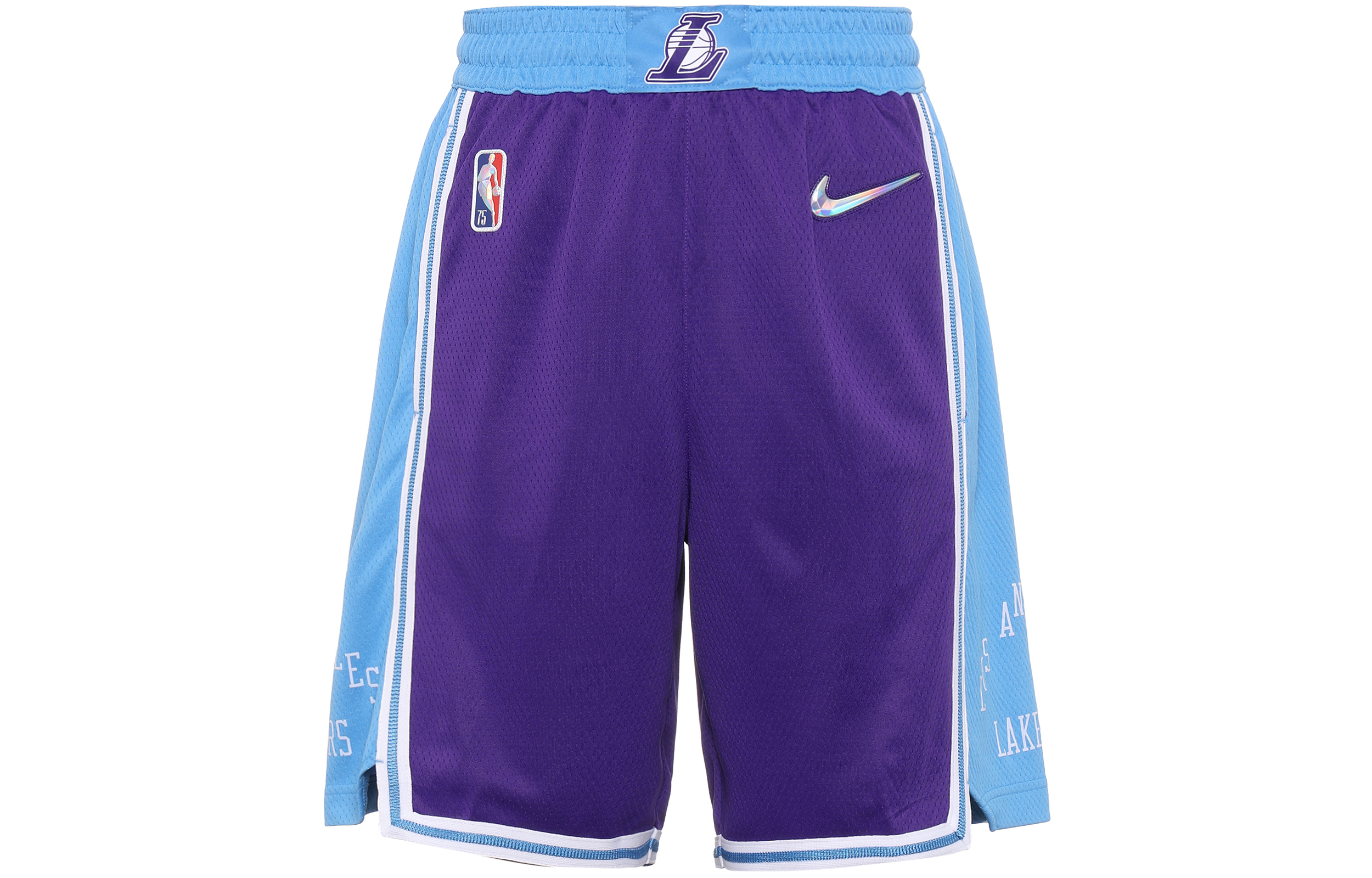 Nike Los Angeles Lakers Dri-Fit NBA SW Fan Edition 75th Anniversary City Limited Embroidered Badge Label Basketball Pants Men's Blue and Purple Color Matching