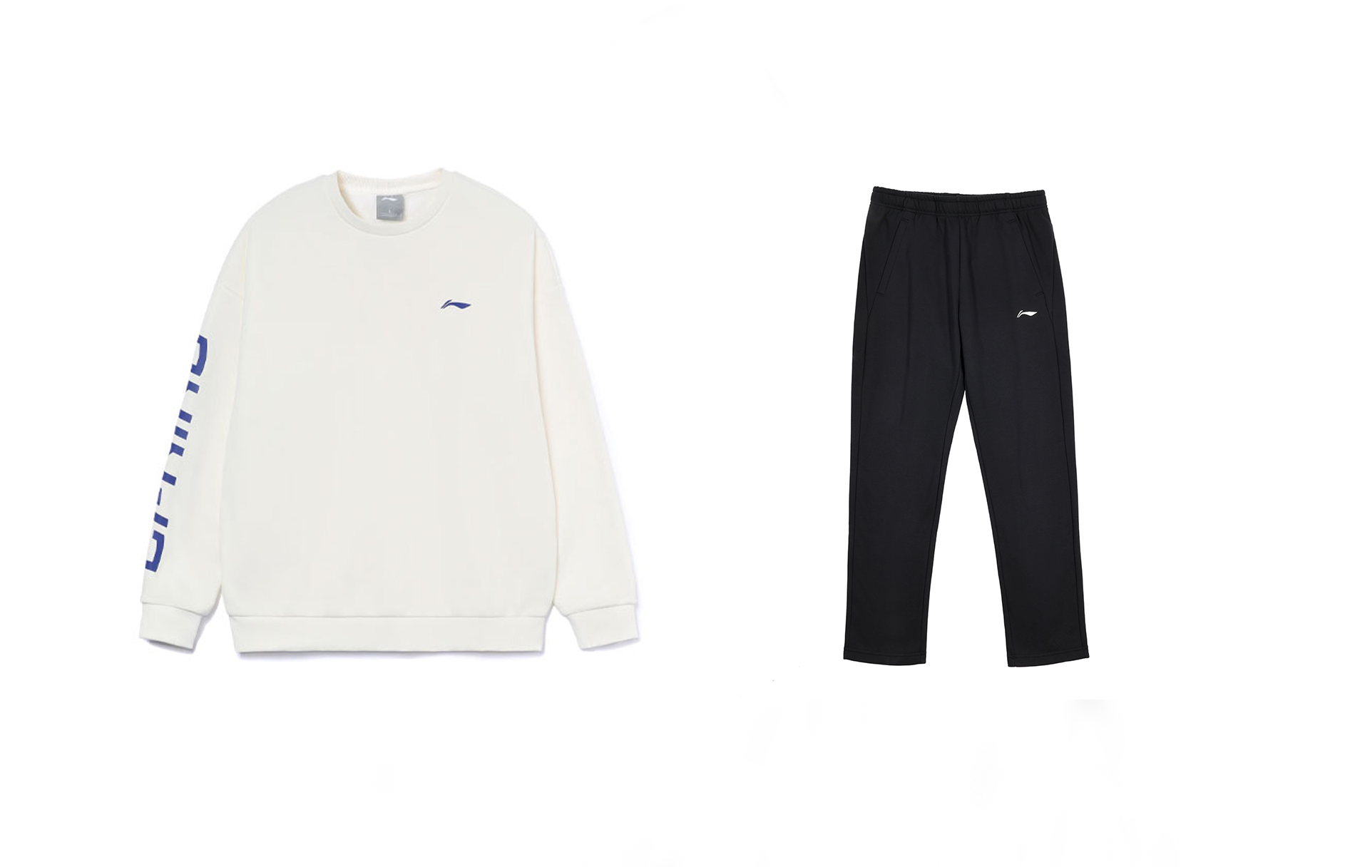 Li Ning Casual Sportswear Men’s Set White+Black Crew Neck Moderate