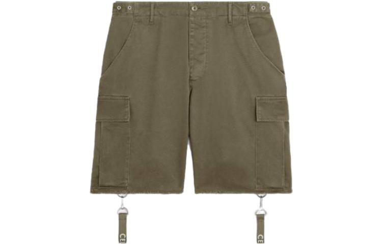 CELINE SS23 Solid Color Versatile Fashion Button Shorts Men's Green