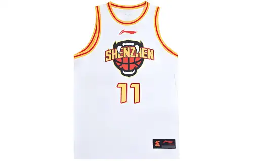 LiNing Li Ning CBA Series Professional Basketball Series Printed Letters Round Neck Comfortable and Breathable Basketball Vest 2021-2022 Season Shenzhen Team Shen Zijie No. 11 Men's White