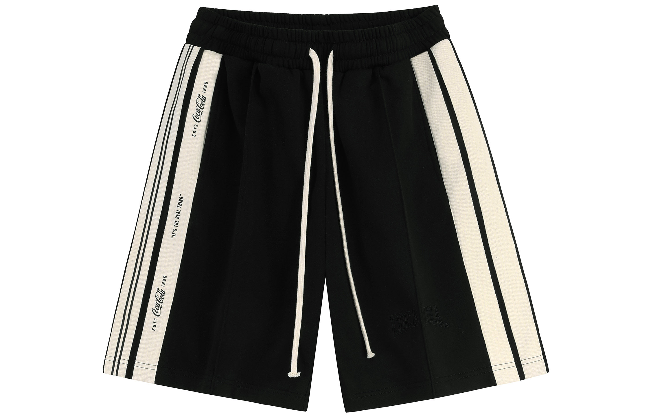 Coca-Cola Asymmetrical sports shorts for men and women, Cola, with embroidery, loose straight fit, American style