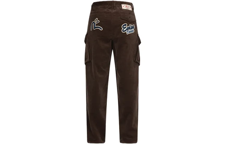 EVISU Casual Pants Men's Dark Coffee Moderate Straight Fit Pants