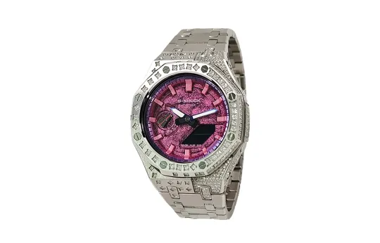 CASIO Custom Collection Quartz Movement Stainless Steel Strap Watch Men's Watches Pink Watch Dial