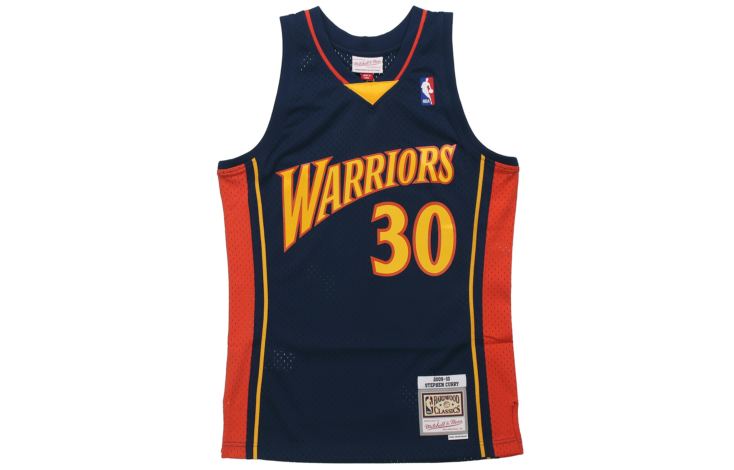 Mitchell & Ness × NBA Swingman Fan Edition Stephen Curry Golden State Warriors 09-10 Season No. 30 Retro Sports Mesh Breathable Jersey Basketball Vest Same Style for Men and Women Navy Blue