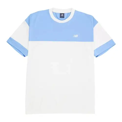 New Balance T Shirts Men's Blue Crew Neck Moderate Straight Fit