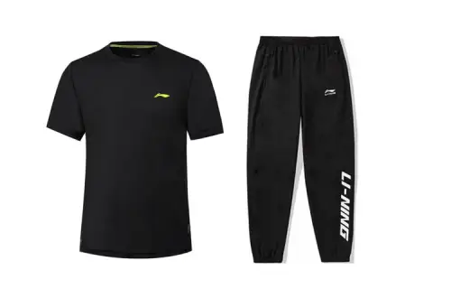 Li Ning Casual Sportswear Men's Black Crew Neck Moderate