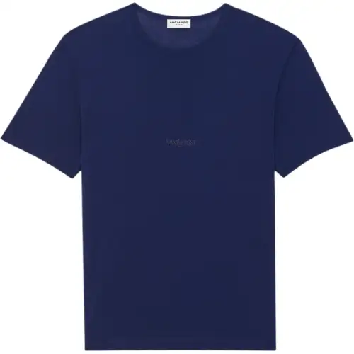 SAINT LAURENT Logo Embroidered Crewneck T Shirt