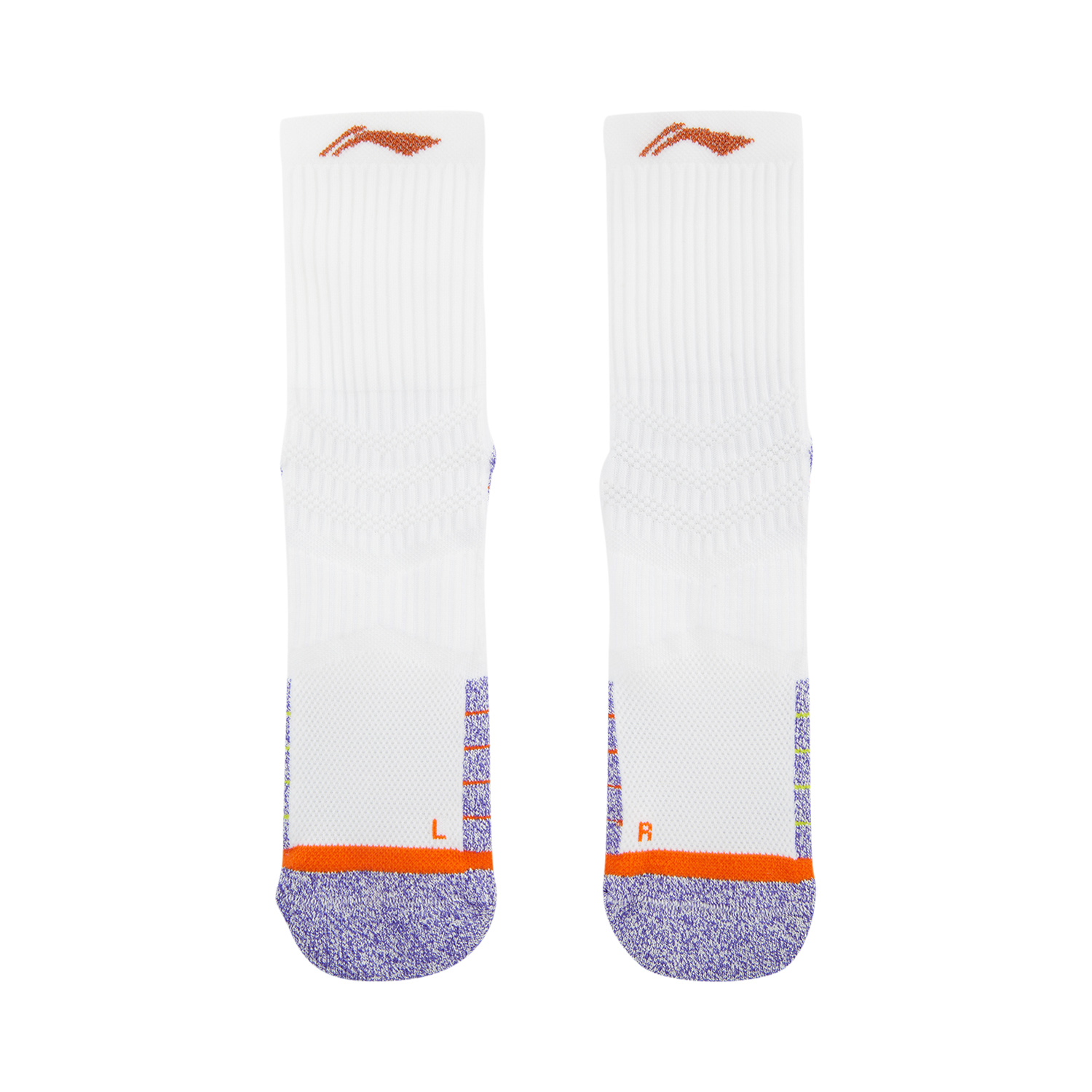 Li Ning Running Collection Crew Socks Unisex 1 Pack White/Fluorescent Starlight Purple