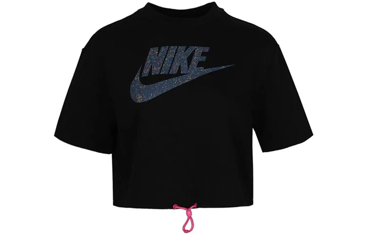 Nike Crop Tops Women's Black Crew Neck Moderate