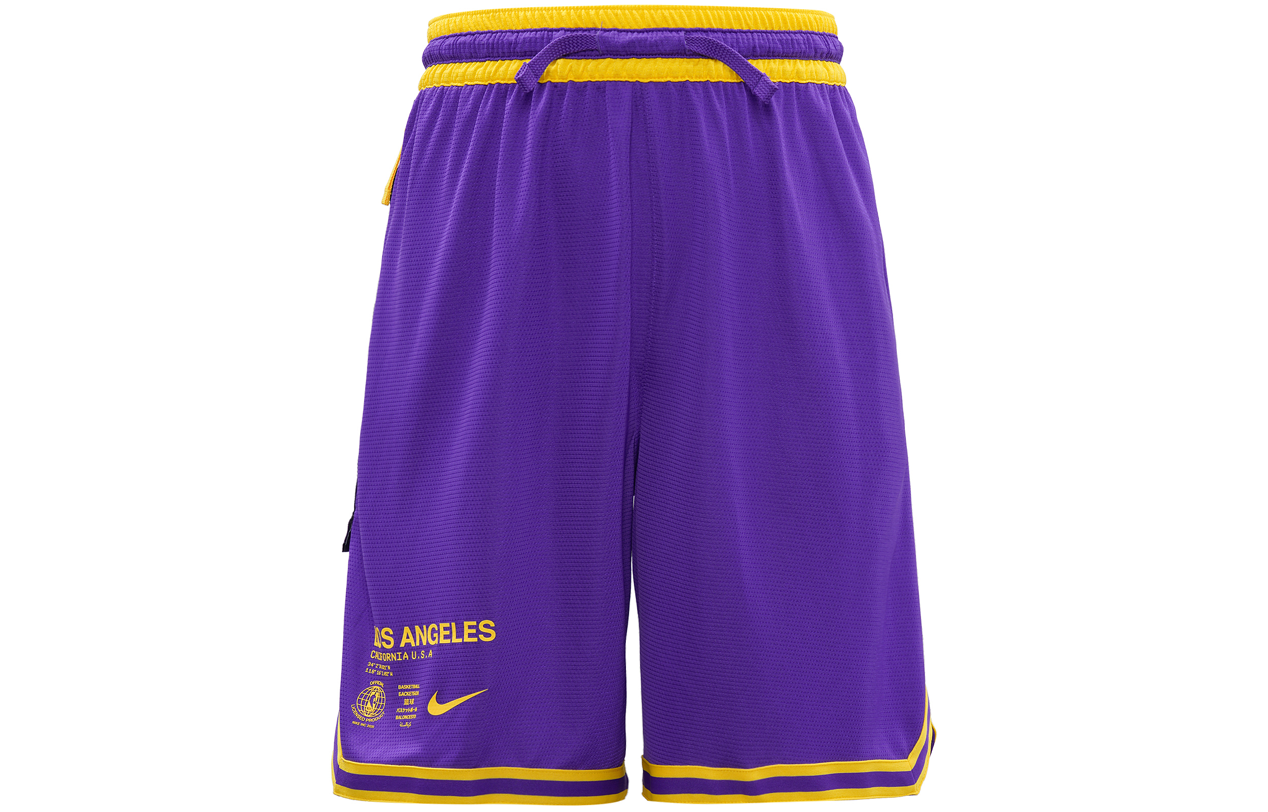 Nike NBA Los Angeles Lakers DRI-FIT mid-waist lace-up basketball pants for men, universal purple