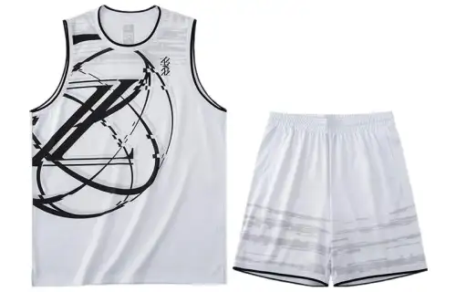 Quick dry basketball white set for leisure, men's style