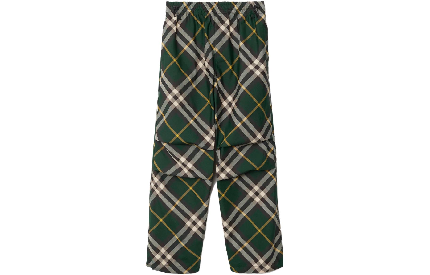 Burberry Wide-Leg Equestrian Knight Motif Checked Trousers