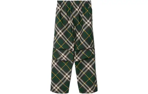 Burberry Wide-Leg Equestrian Knight Motif Checked Trousers