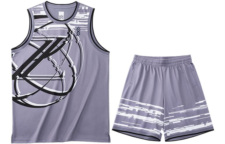 Breathable vest with a round collar, basketball shorts, set, men's style