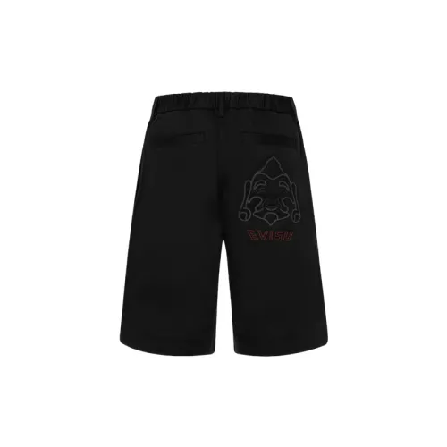 EVISU Seagull Embroidery and Buddha head patchwork wide version casual shorts for men
