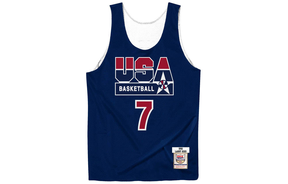 Mitchell & Ness AU Player Edition American Dream Team 1992 Barcelona Olympics Larry Bird Training Basketball Vest Couple Style Dark Blue
