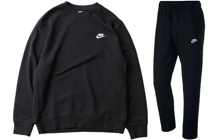 Nike Casual Sportswear Sets Men's Black Crew Neck Moderate