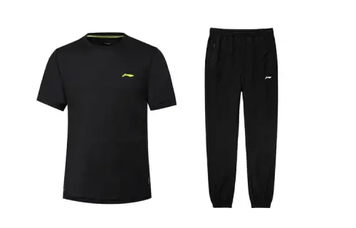 Li Ning Casual Sportswear Men's Black Crew Neck Moderate