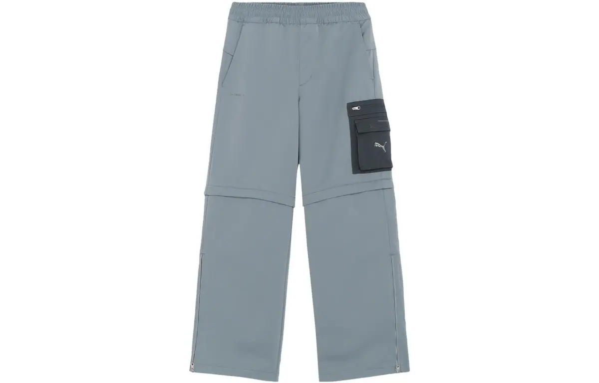 PUMA Casual Pants Unisex Gray Moderate Straight Fit Pants