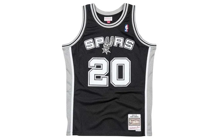 Mitchell & Ness NBA SW Fan Edition Jersey 02-03 Season San Antonio Spurs Manu Ginobili No. 20 Retro Sports Basketball Vest Men's Style