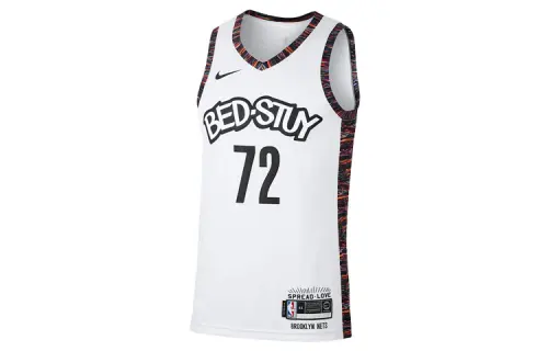 Nike Brooklyn Nets NBA SW Fan Edition Jeresy Biggie Nets City Edition No. 72 Casual Sports Basketball Vest Men's White