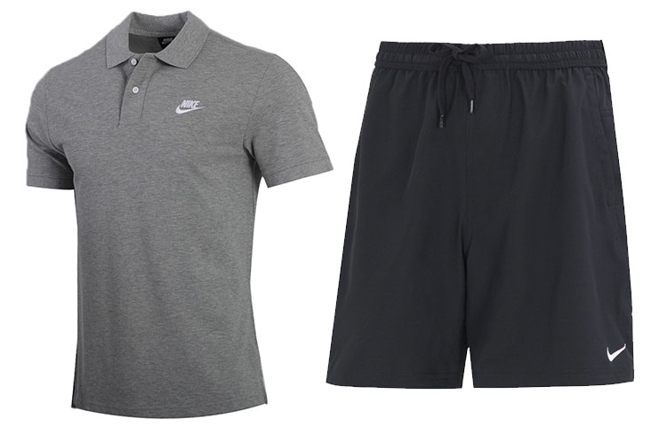 Nike Casual Sportswear Men’s Gray Top+Black Pants Polo Collar Moderate