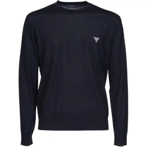 PRADA Knitwear Men's Dark Blue Crew Neck Moderate Other
