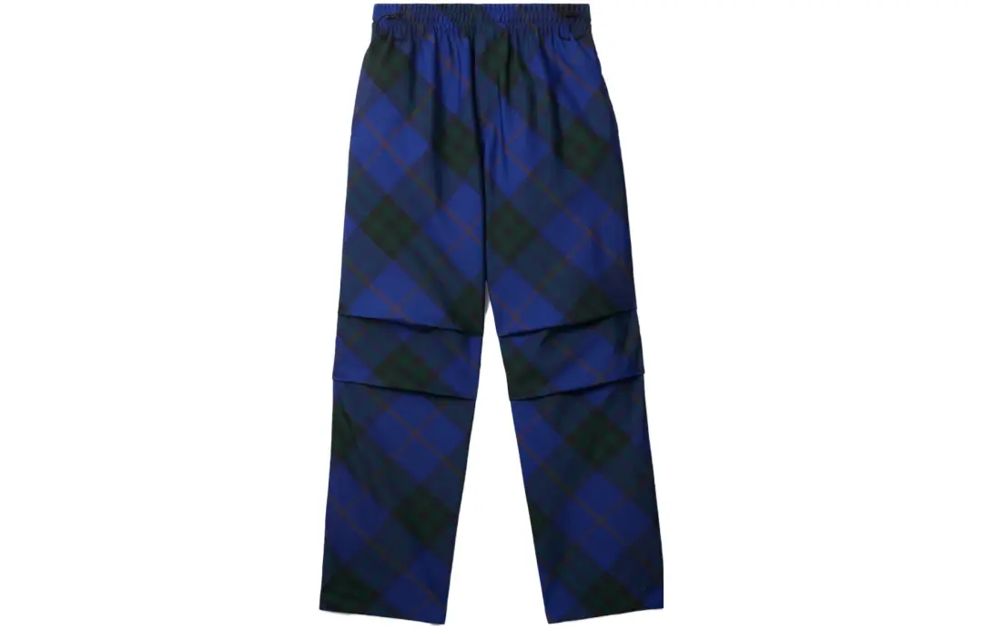 Burberry EKD-Embroidered Straight-Leg Checkered Twill Trousers