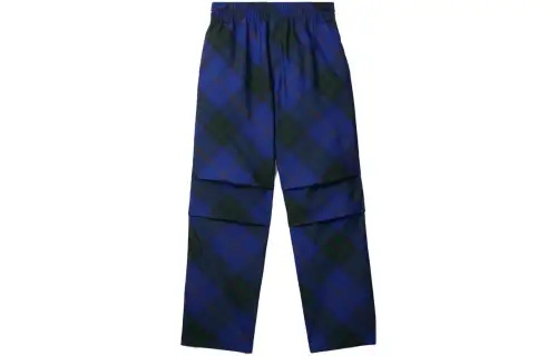 Burberry EKD-Embroidered Straight-Leg Checkered Twill Trousers
