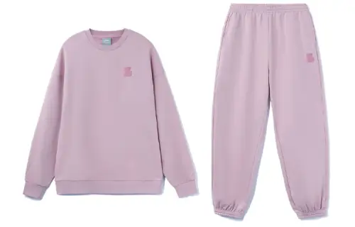 Li Ning Fleece Lined Warm Loose Hoodie Pants Set Unisex Light Shadow Purple