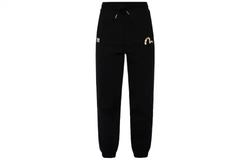 EVISU Casual Pants Unisex Black Moderate Cuffed Pants