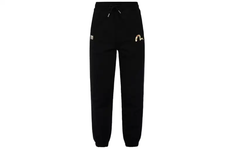 EVISU Casual Pants Unisex Black Moderate Cuffed Pants
