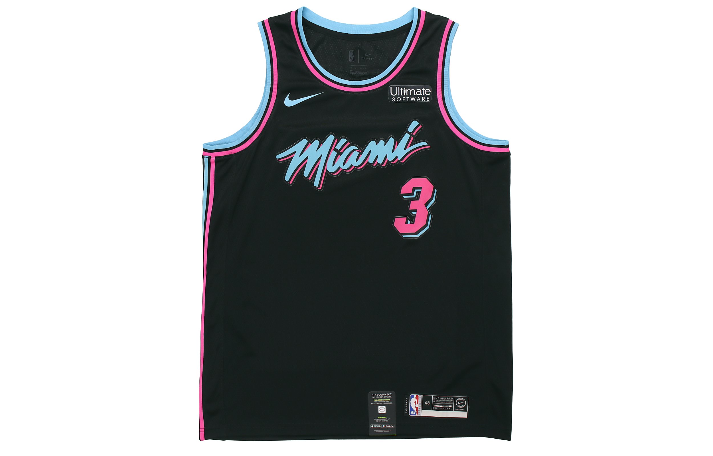 Nike Breathable NBA City Edition Miami Heat Wade No. 3 Basketball Vest Men's Black