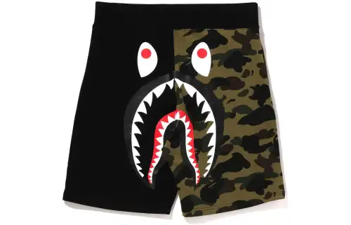 A BATHING APE Shark Series SS22 Camouflage Spliced Shark Casual Shorts Men's Style