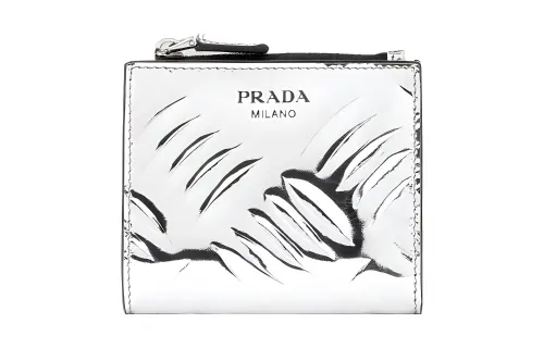 PRADA Leather Wallet Men's Silver