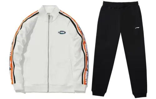Li Ning Casual Sportswear Men's White+Black Stand Collar Moderate