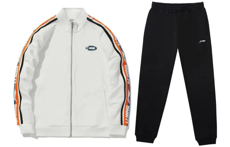 Li Ning Casual Sportswear Men's White+Black Stand Collar Moderate
