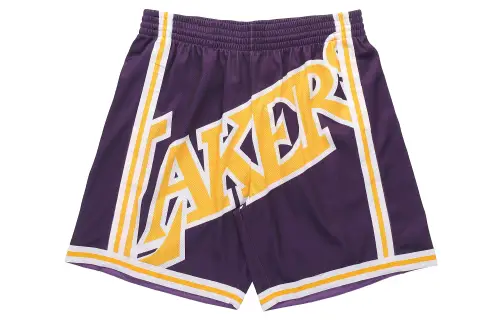 Mitchell & Ness × NBA Los Angeles Lakers 96-97 season retro letter casual sports mesh straight basketball pants for men and women, purple