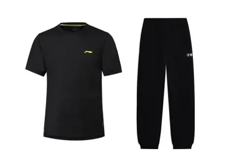 Li Ning Casual Sportswear Men's Black Crew Neck Moderate