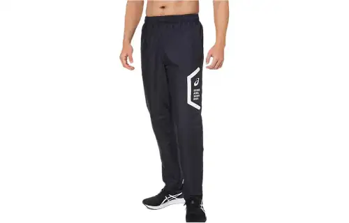 ASICS Tricot Lining Casual Pants Men's Black Moderate Cuffed Pants