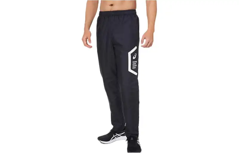 ASICS Tricot Lining Casual Pants Men's Black Moderate Cuffed Pants