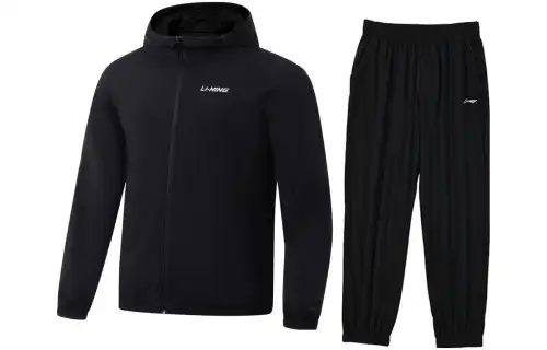 Li Ning Casual Sportswear Men's Black Hooded Moderate